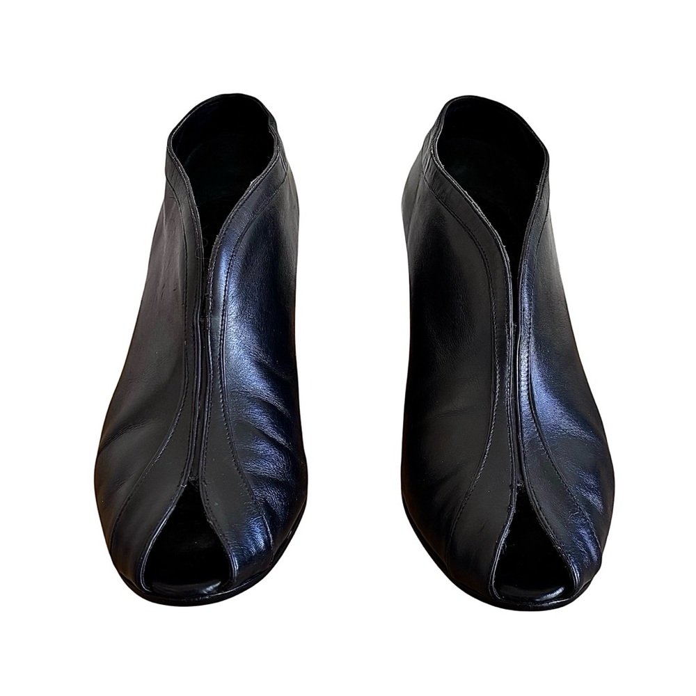 MARC JACOBS Black Leather Peep Toe Booties - Picture 6 of 14